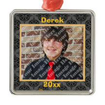 Gold Black en Grey Damask Keepomwille Ornament