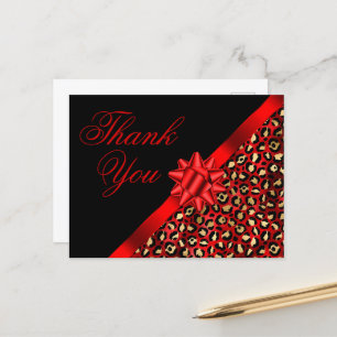 Gold Black en Red Leopard Folie Ribbon Bow Gift Briefkaart