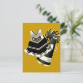 Gold Black en White Cheerleader Briefkaart (Staand voorkant)