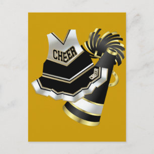 Gold Black en White Cheerleader Briefkaart