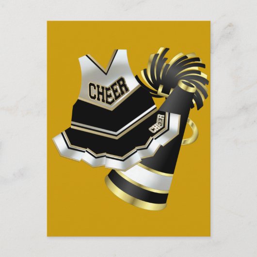 Gold Black en White Cheerleader Briefkaart (Voorkant)
