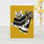 Gold Black en White Cheerleader Kaart (Gele Bloem)