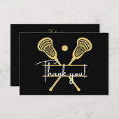 Gold Black en White Lacrosse Sports Bedankkaart (Voorkant / Achterkant)