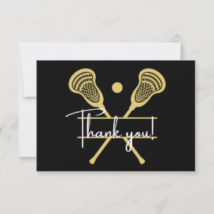 Gold Black en White Lacrosse Sports Bedankkaart