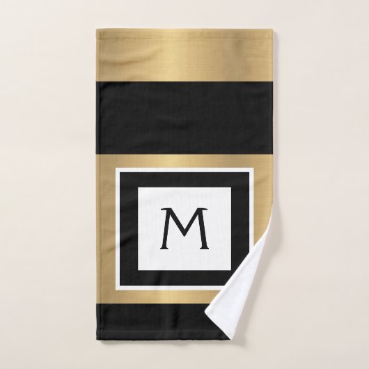 Gold Black en White Monogram Bath Towel Set Bad Handdoek (Handdoek)