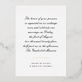 Gold, Black en White Script Wedding Invitation F Folie Uitnodiging