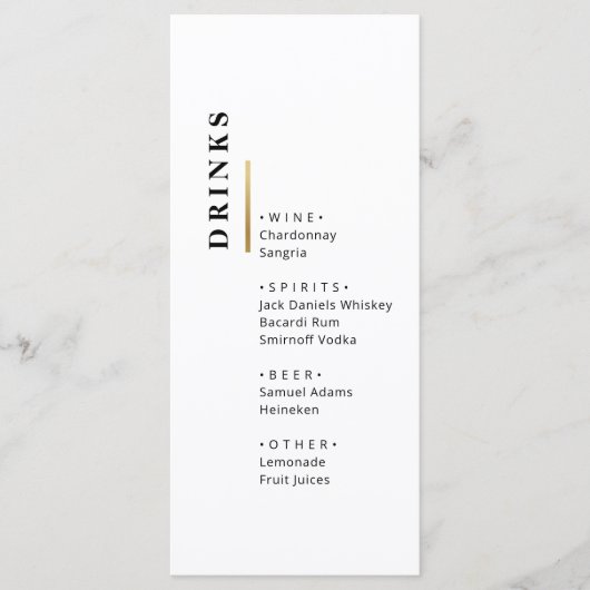 Gold Black en White Typography bruiloft Bar Menu (Voorkant)