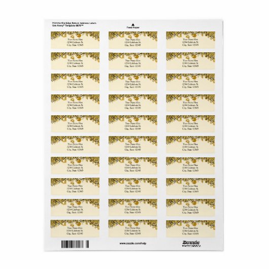 Gold & Black Exotic Oerwoud Cheetah Glam Cream Etiket (Full Sheet)