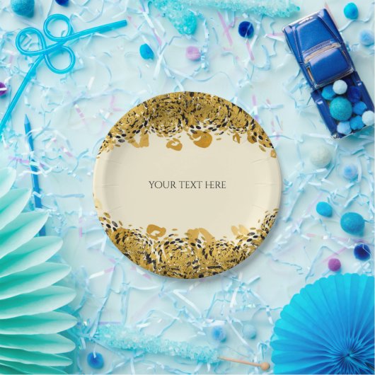 Gold & Black Exotic Oerwoud Cheetah Glam Cream Papieren Bordje (Feest)