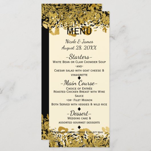 Gold & Black Exotic Oerwoud Cheetah Glam Menu (Voorkant / Achterkant)