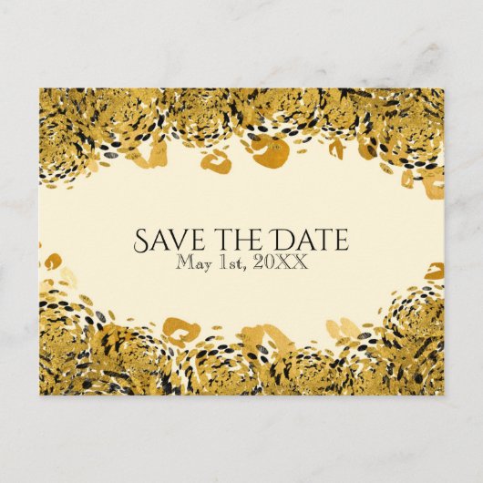 Gold & Black Exotic Oerwoud Cheetah Save the Date Aankondigingskaart (Voorkant)
