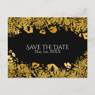 Gold & Black Exotic Oerwoud Cheetah Save the Date Aankondigingskaart
