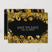 Gold & Black Exotic Oerwoud Cheetah Save the Date Aankondigingskaart (Voorkant / Achterkant)