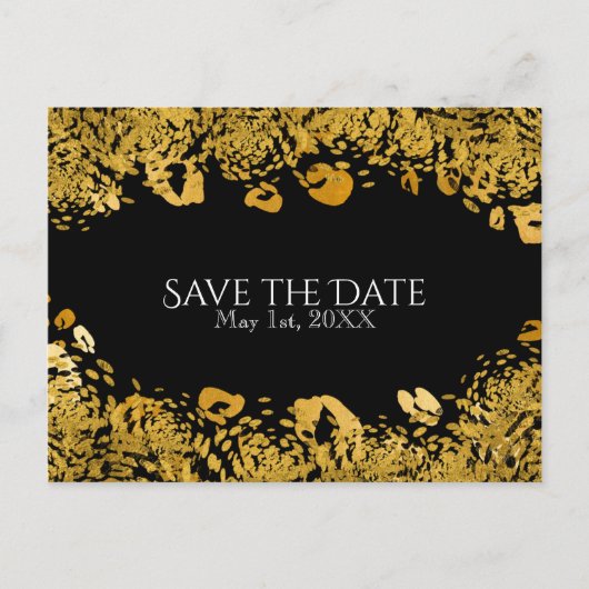 Gold & Black Exotic Oerwoud Cheetah Save the Date Aankondigingskaart (Voorkant)