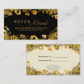 Gold & Black Exotic VERWIJS EEN VRIEND Client Kaar Aanbevelingskaartje (Voorkant / Achterkant)