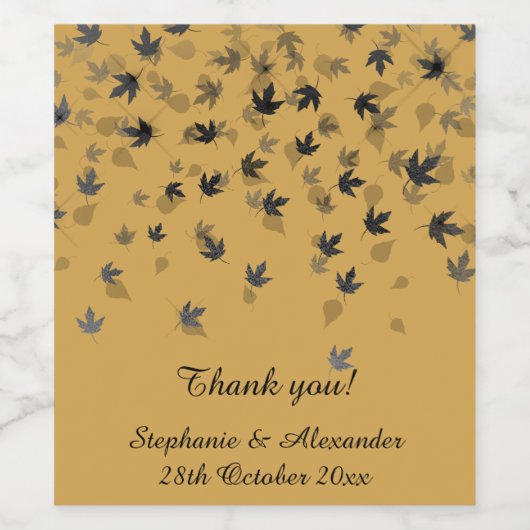 GOLD BLACK FALLING LEAVES  WIJN ETIKET (Enkel label)