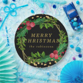 Gold Black Family Merry kerst Holly Glitter Papieren Bordje (Feest)