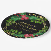 Gold Black Family Merry kerst Holly Glitter Papieren Bordje (Gekanteld)