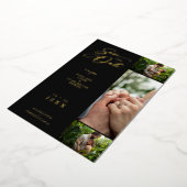 Gold Black Fancy Collage 3 Foto's Paars Weddenscha Folie Uitnodiging (Gedraaid)