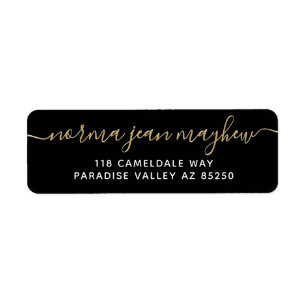 Gold Black Fancy handschrift Script Return-adres Etiket