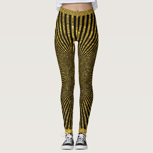 Gold Black Fashionable Trendy Leggings (Voorkant)