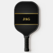 Gold Black Faux Carbon Monogram Pickleball Paddle (Voorkant)