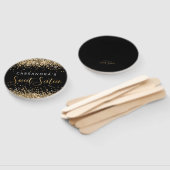 Gold Black Faux Glitter Sweet Sixteen Hand Fans Handwaaier (Niet-gemonteerd)