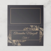 Gold Black Faux Metal Floral Design Wedding Plaatskaartje (Buitenkant ongevouwen)