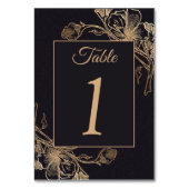 Gold Black Faux Metal Floral Design Wedding Place Kaart (Achterkant)