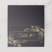 Gold Black Faux Metallic Floral Design Wedding Plaatskaartje (Buitenkant ongevouwen)