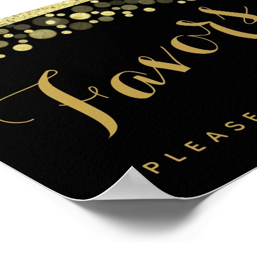 Gold & Black Favors party of bruiloftbord Poster (Hoek)
