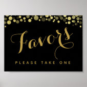 Gold & Black Favors party of bruiloftbord Poster (Voorkant)