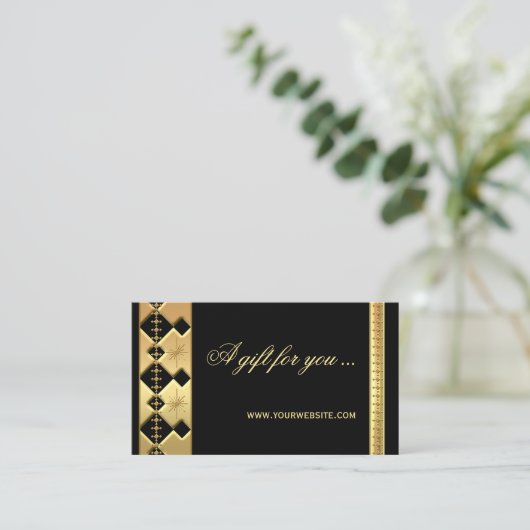 Gold Black Feestdagen Cadeaubon Sjabloon Kortingskaartje (Staand voorkant)