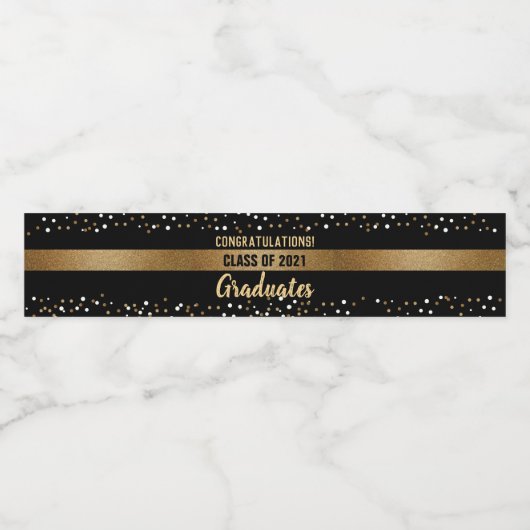 Gold black-felicitaties klasse van 2021Graduates Waterfles Etiket (Enkel label)