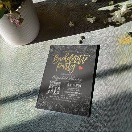 Gold & Black Floral Bachelorette Kaart