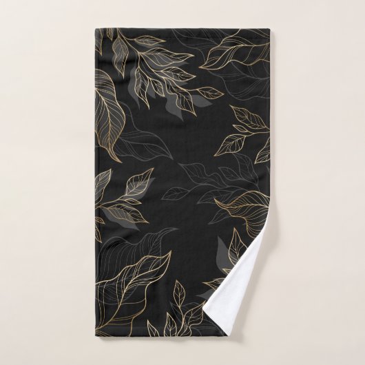 Gold Black Floral Bad Handdoek (Handdoek)