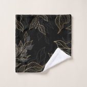 Gold Black Floral Bad Handdoek (Wasdoekje)