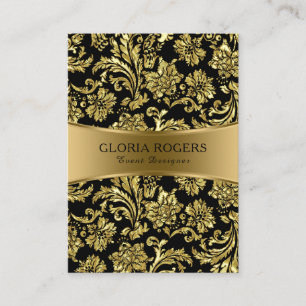 Gold & Black Floral Damascus Event Designer Templa Visitekaartje