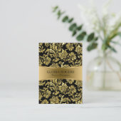 Gold & Black Floral Damascus Event Designer Templa Visitekaartje (Staand voorkant)