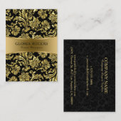 Gold & Black Floral Damascus Event Designer Templa Visitekaartje (Voorkant / Achterkant)
