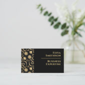 Gold & Black Floral Damask Classy Elegant Pattern Visitekaartje (Staand voorkant)