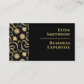 Gold & Black Floral Damask Classy Elegant Pattern Visitekaartje (Voorkant)