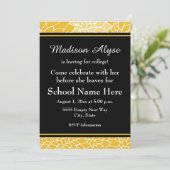 Gold Black Floral gaat naar College party Kaart (Staand voorkant)