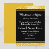 Gold Black Floral gaat naar College party Kaart (Voorkant / Achterkant)