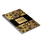 Gold & Black Floral-laptop, ongeacht naam Notitieboek (Rechterzijde)