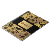 Gold & Black Floral-laptop, ongeacht naam Notitieboek (Linkerzijde)