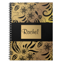 Gold & Black Floral-laptop, ongeacht naam