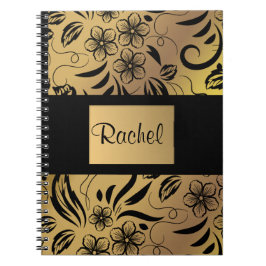 Gold & Black Floral-laptop, ongeacht naam Notitieboek