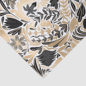 Gold Black Floral Leaves Illustration Pattern Tissuepapier (Detail)