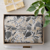 Gold Black Floral Leaves Illustration Pattern Tissuepapier (Geschenk)